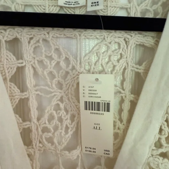 NWT Anthropologie Cream Crochet Kaftan Swim Cover-Up - Picture 5 of 5